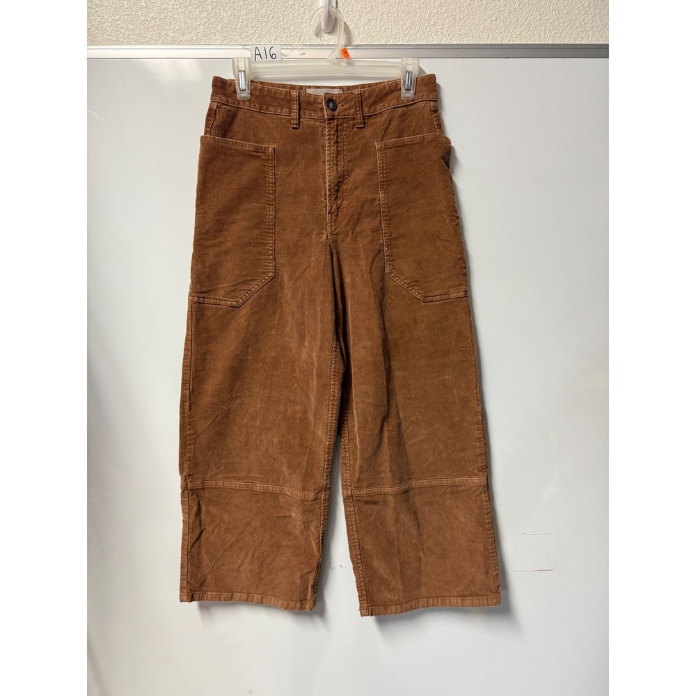 Everlane Women Brown Corduroy Wide Leg Carpenter Pants Size 4 High Rise Cropped